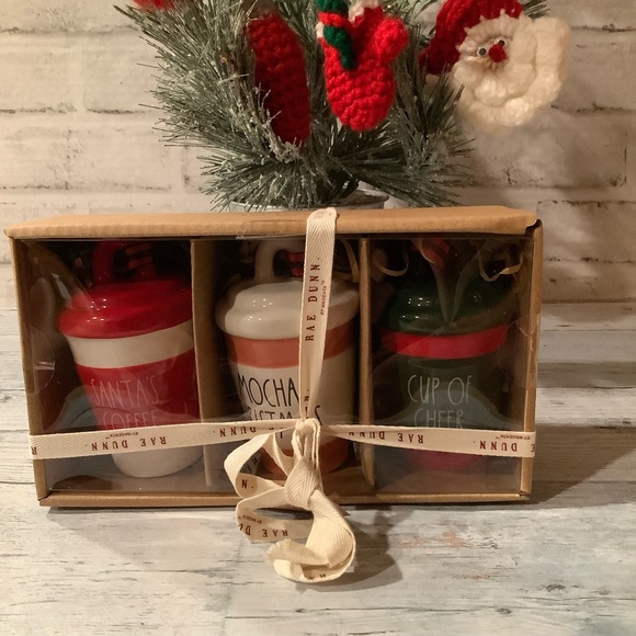 Rae Dunn Set Of 3 Coffee Cup Ornaments - Picture 3 of 5